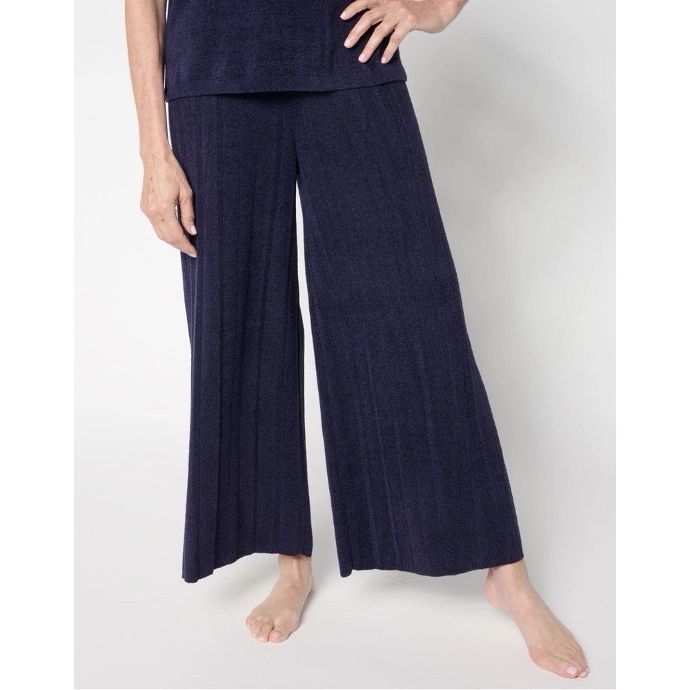 NWT Barefoot Dreams CozyChic Ultra Lite Palazzo Ankle Pant Oxford Navy Large